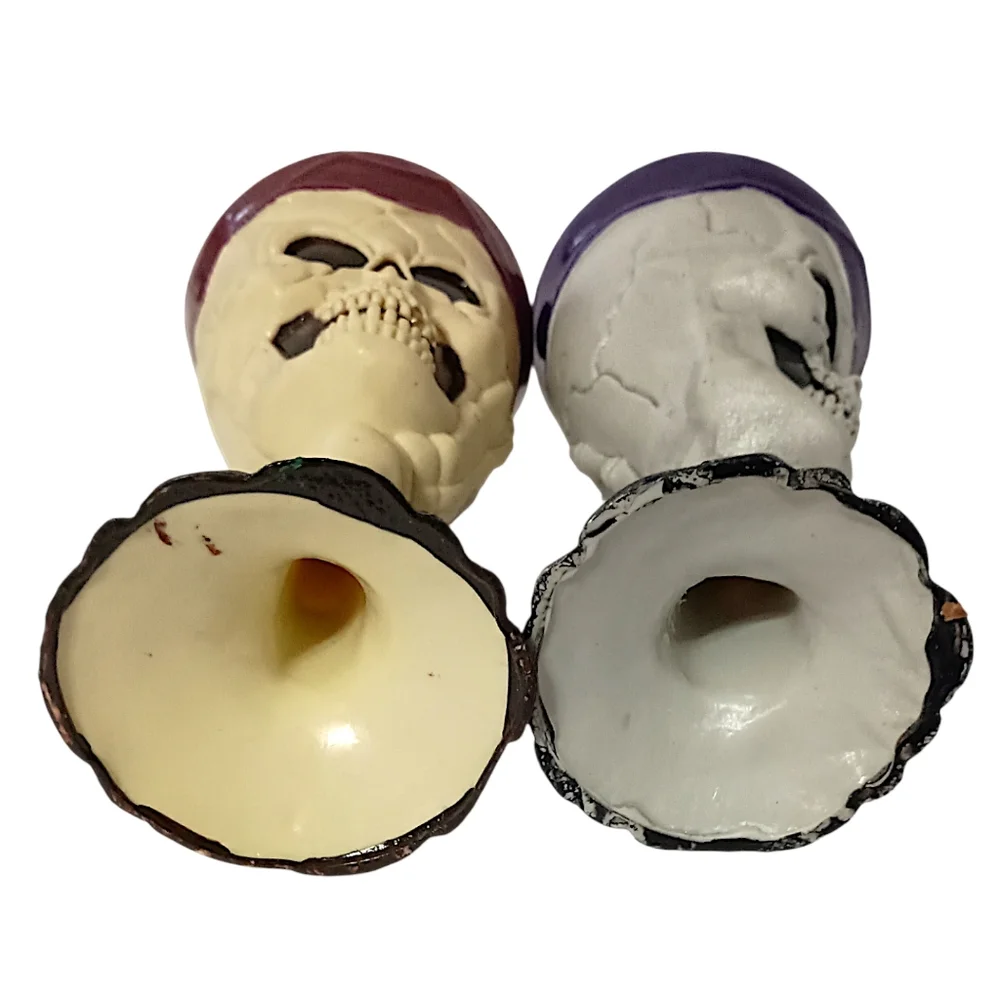 2‎ Easter Unlimited Skull Goblets Skeleton Wine Halloween Bones Cup Glasses Vtg